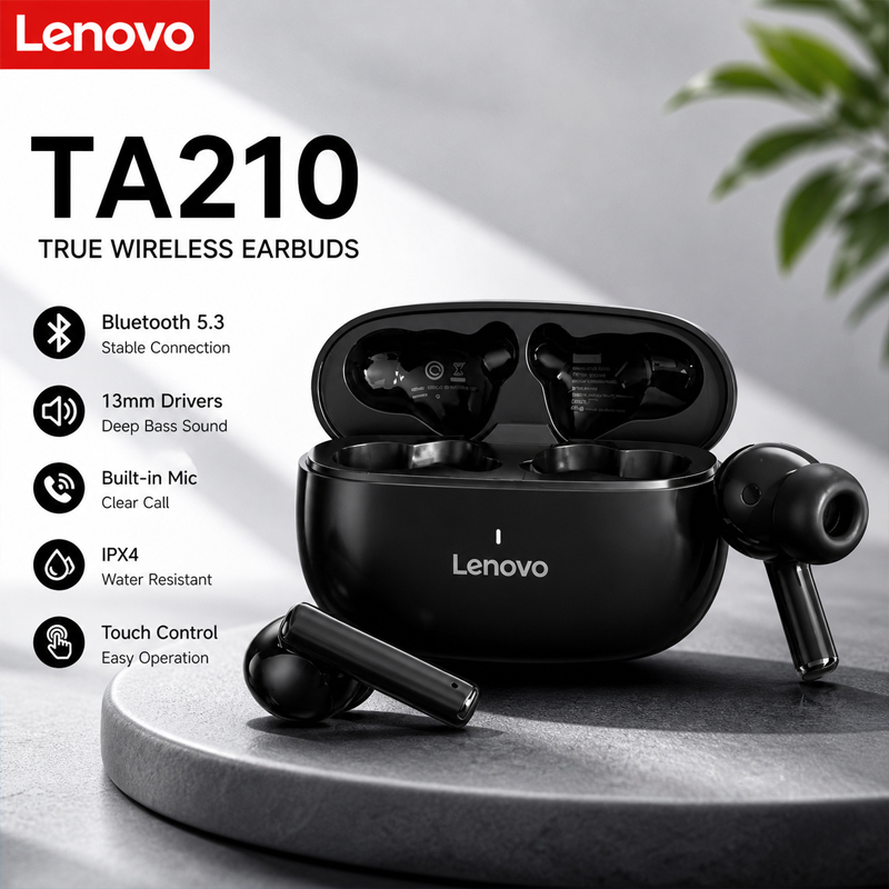 Type C Wired Earphones With Mic - Original New Lenovo TA210 5.3 Earphone