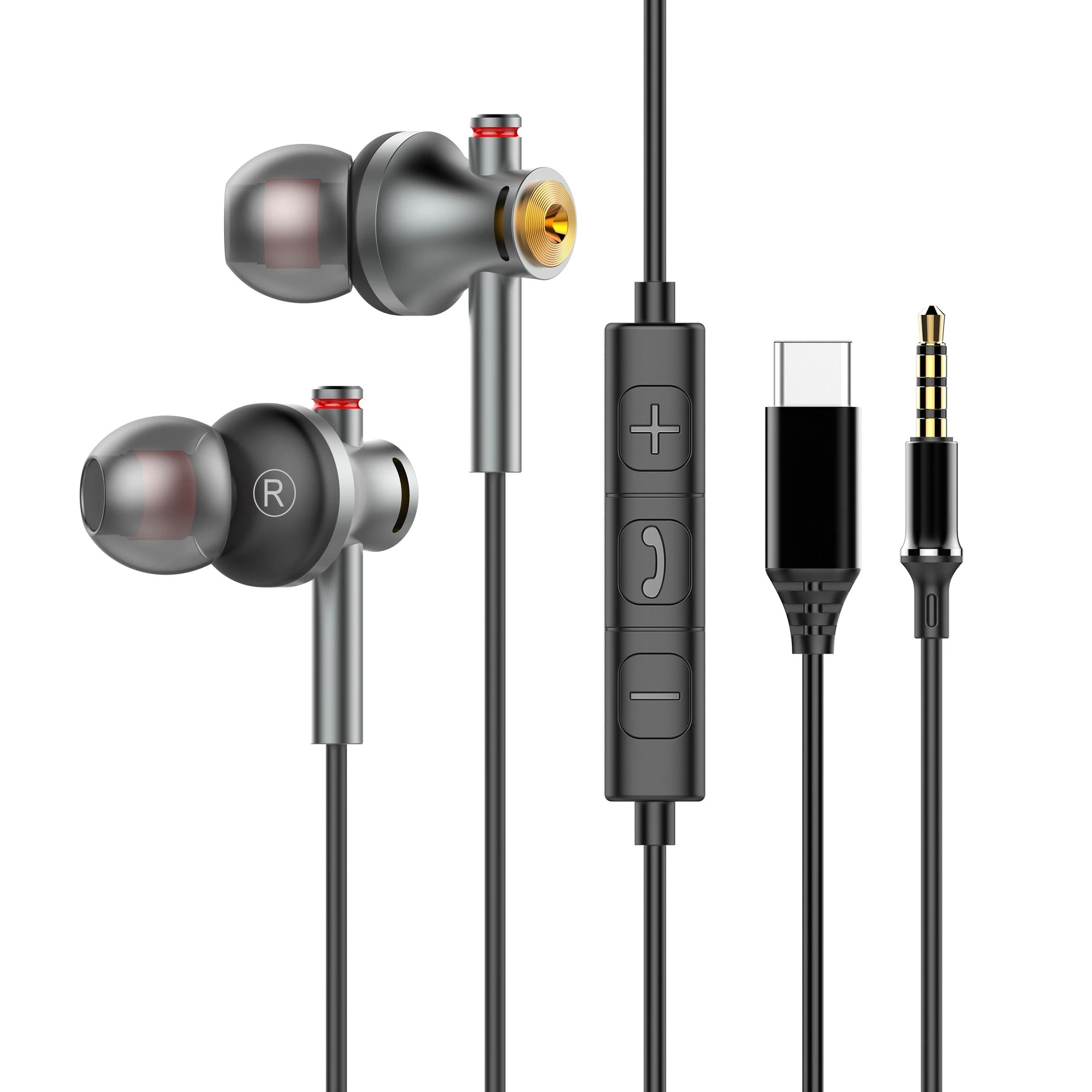 Type C Wired Earphones With Mic - EARDECO 3.5mm/TypeC Wired Headphones Bass Earphone