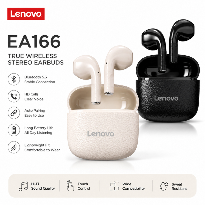Anc Wireless Over Ear Headphones - Lenovo EA166 Bluetooth Wireless Headphones Built