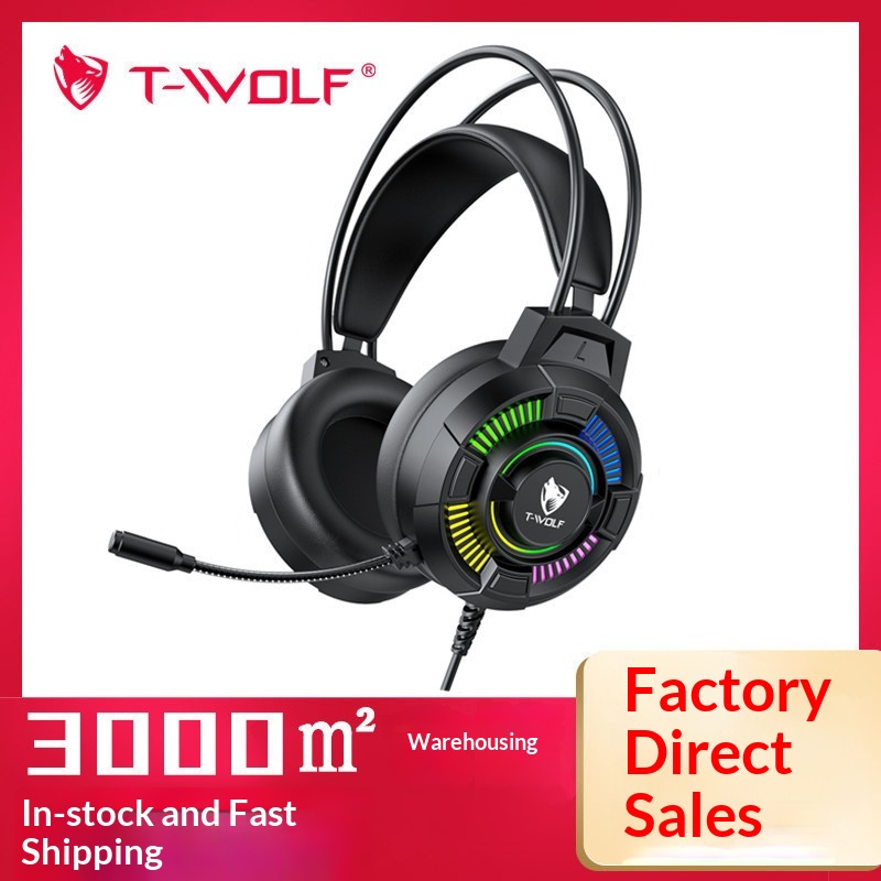 Gaming Headset With Mic Rgb - T-Wolf H140 Gaming Headset Wired Rgb