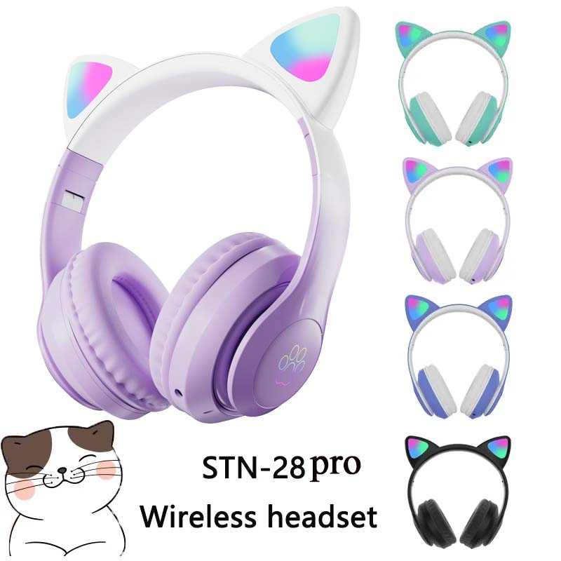 Newest STN-28 Wireless Headset - Cat Ear Bluetooth Headset Led ulasan dan harga