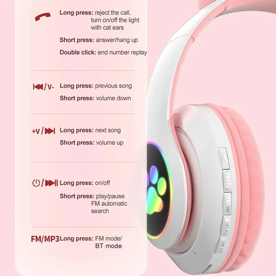 Newest STN-28 Wireless Headset - Cat Ear Bluetooth Headset Led ulasan dan harga