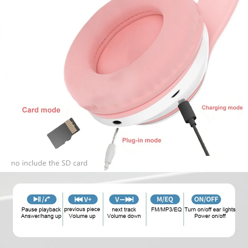 Newest STN-28 Wireless Headset - Cat Ear Bluetooth Headset Led ulasan dan harga