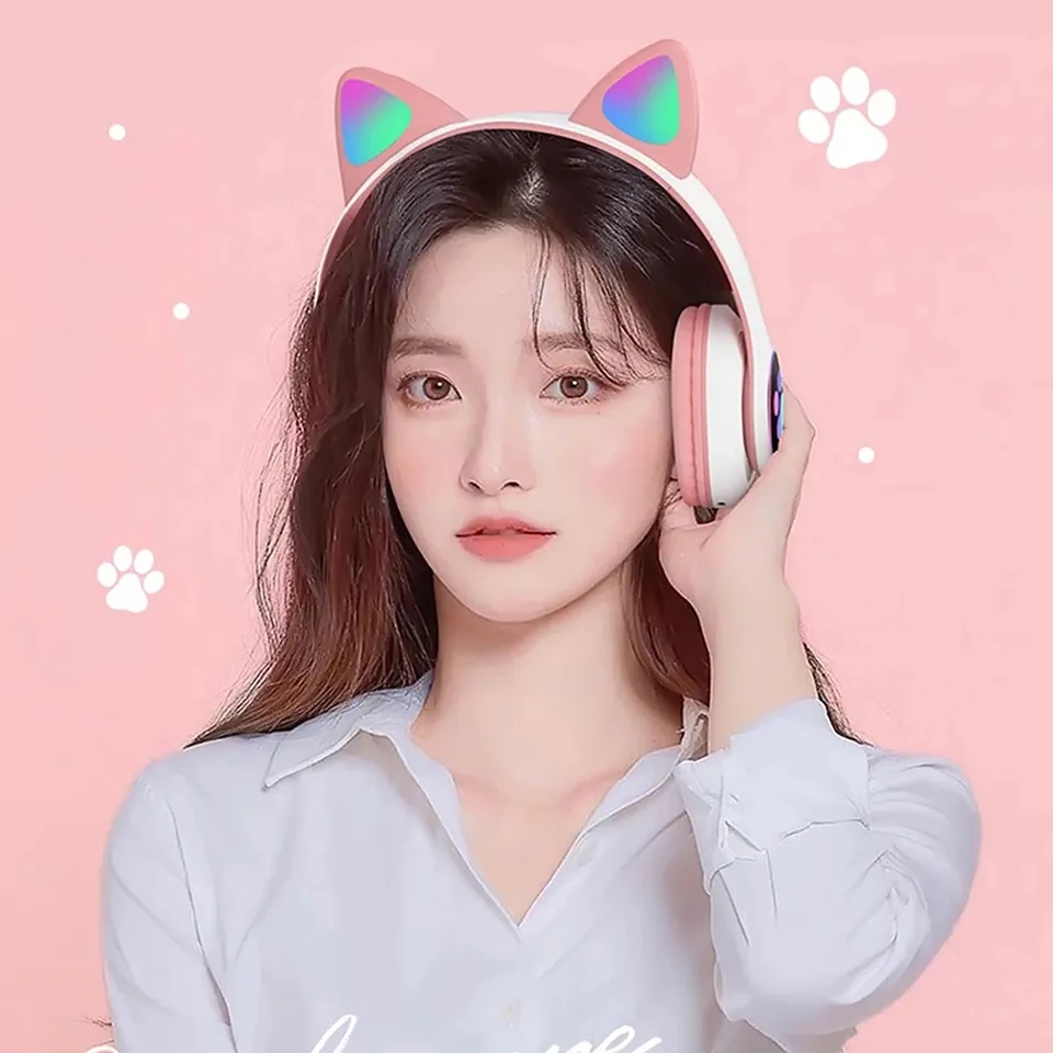 Newest STN-28 Wireless Headset - Cat Ear Bluetooth Headset Led ulasan dan harga