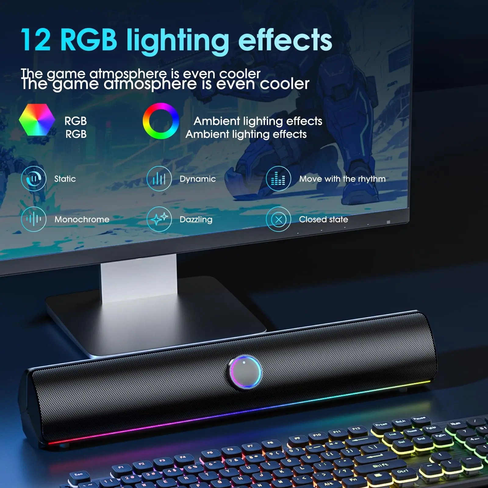 Gaming Soundbar, USB One-Cable - Rgb Computer Soundbar For Pc ulasan dan harga