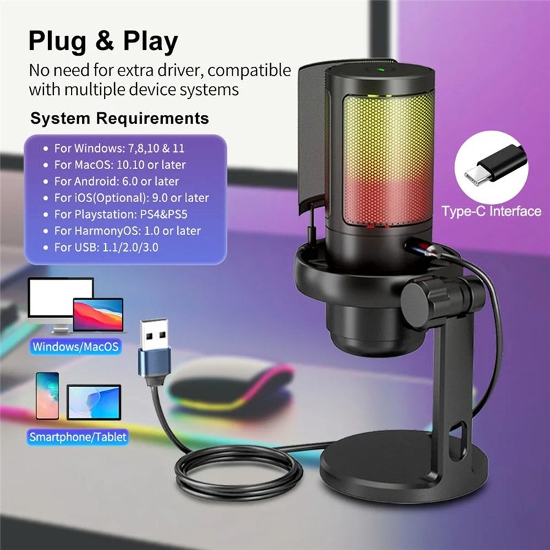 AY14 -Gaming RGB Microphone, U - Gaming Headset With Mic Rgb ulasan dan harga