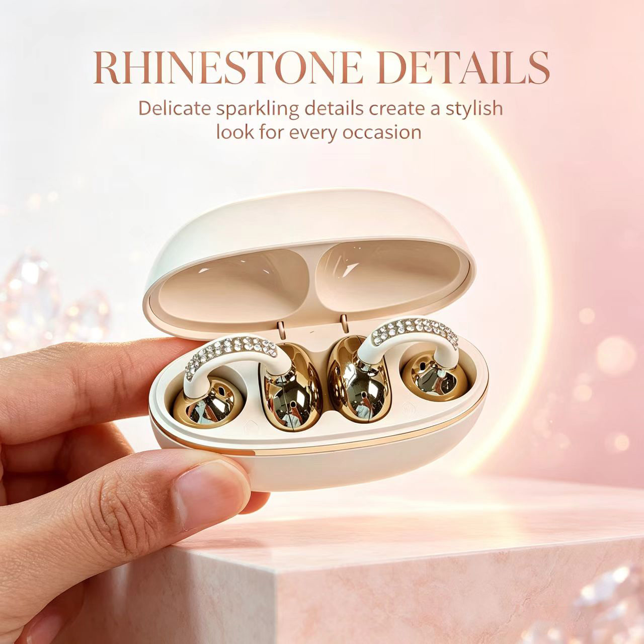 Rhinestone Open Ear Clip Wirel - Open Ear Air Conduction Headphones ulasan dan harga