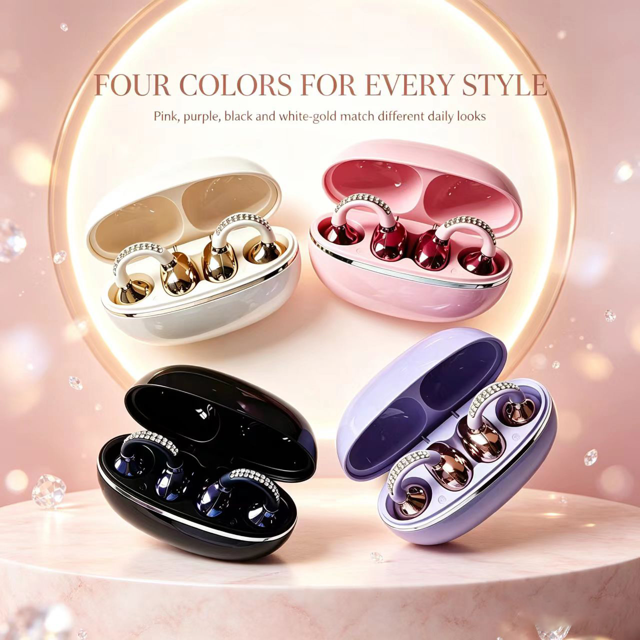 Rhinestone Open Ear Clip Wirel - Open Ear Air Conduction Headphones ulasan dan harga