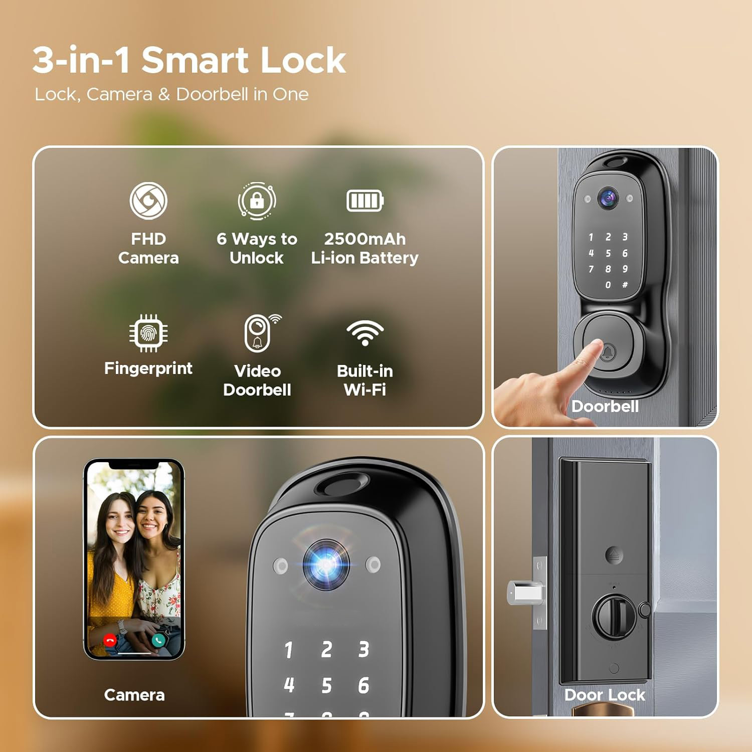 Tuya Wifi Smart Door Lock ‎Cam - Cameras ulasan dan harga