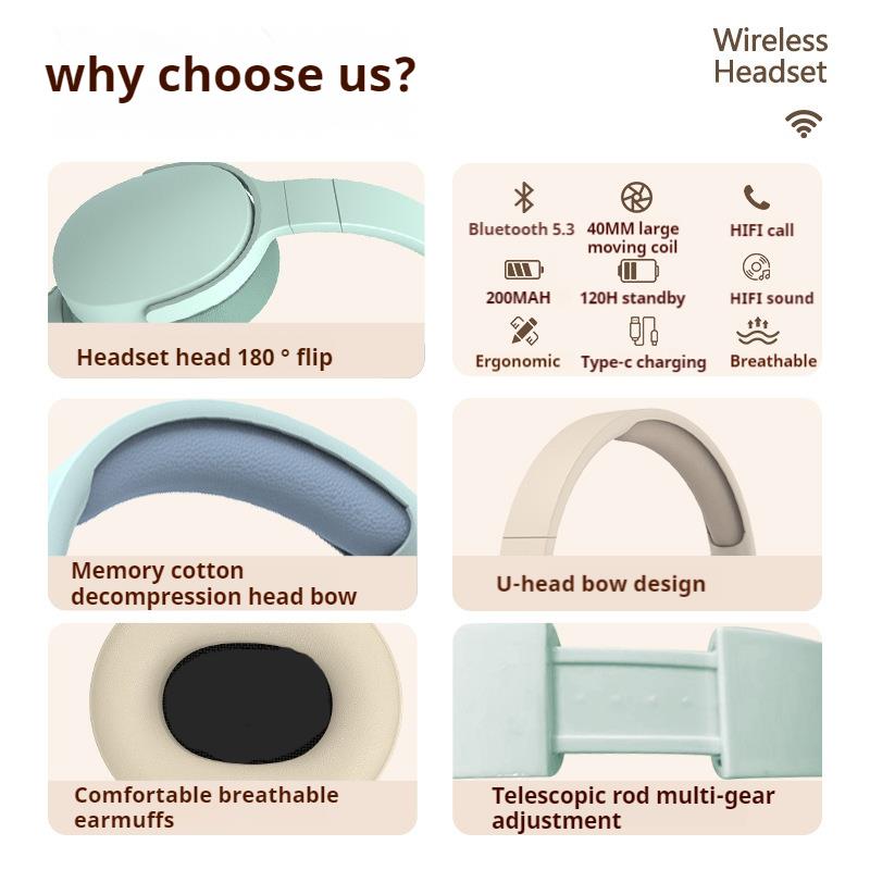 9D Surround Sound Wireless Blu - Anc Wireless Over Ear Headphones ulasan dan harga