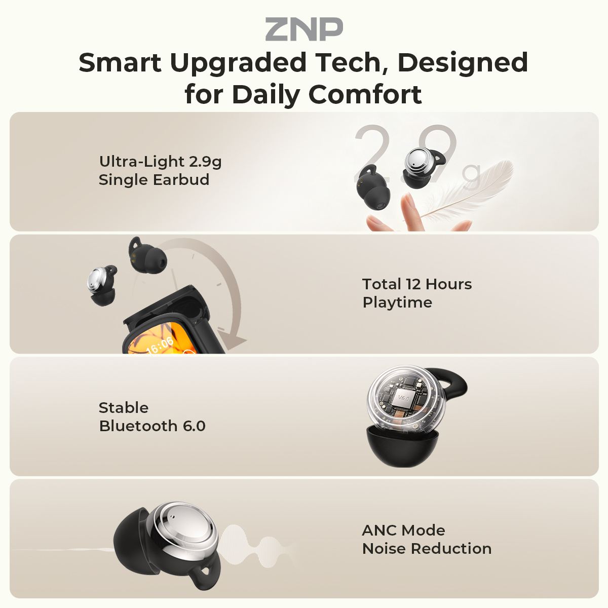 ZNP P04 Sleeping Aid Earbuds A - Sleep Mask Headphones Bluetooth ulasan dan harga