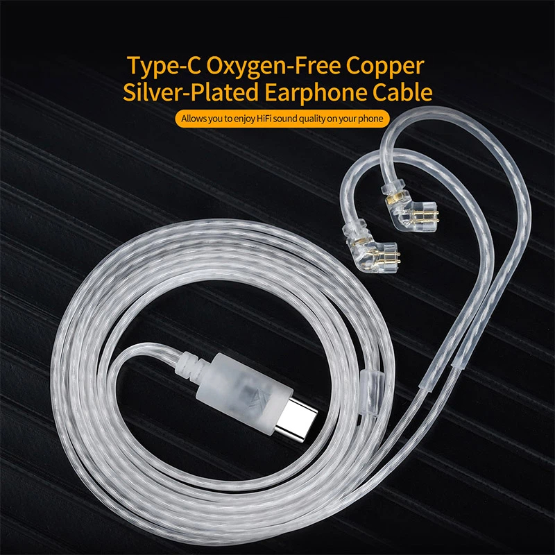 KZ Earphones Cable OFC Silver  - Type C Wired Earphones With Mic ulasan dan harga