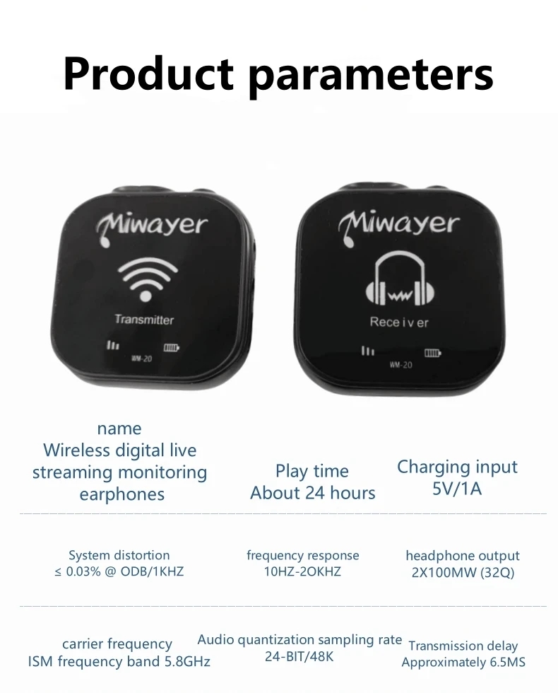 Miwayer WM-20 5.8G Wireless In - In Ear Monitors For Singers ulasan dan harga