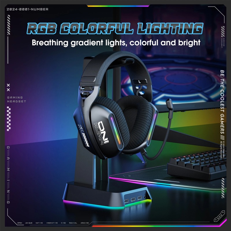 ONIKUMA GT808 Wireless Gaming  - Gaming Headset With Mic Rgb ulasan dan harga