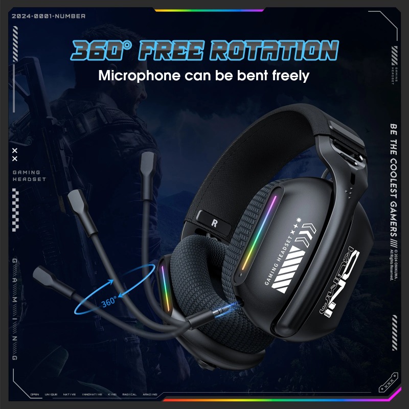 ONIKUMA GT808 Wireless Gaming  - Gaming Headset With Mic Rgb ulasan dan harga