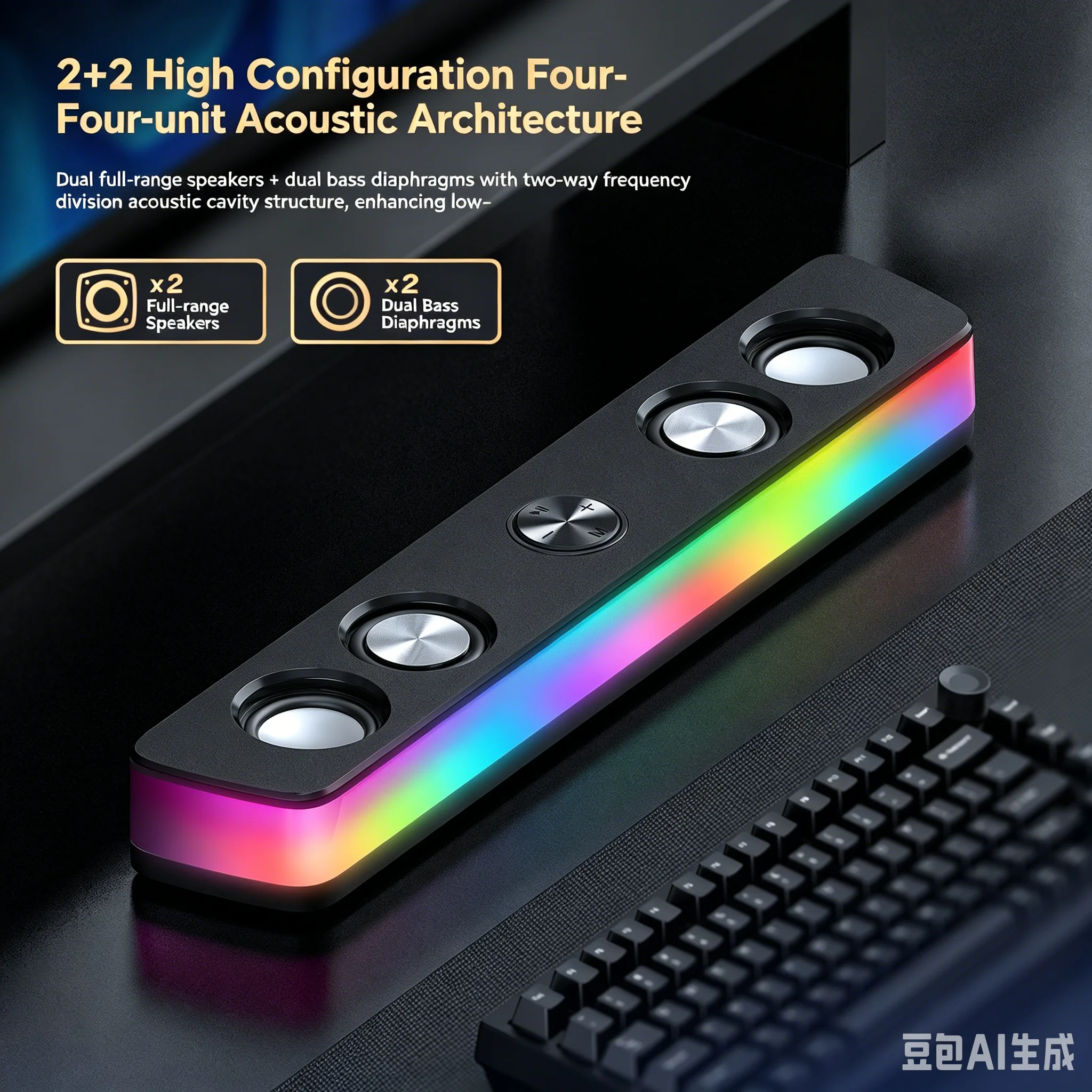 Rechargeable Wireless Soundbar - Rgb Computer Soundbar For Pc ulasan dan harga