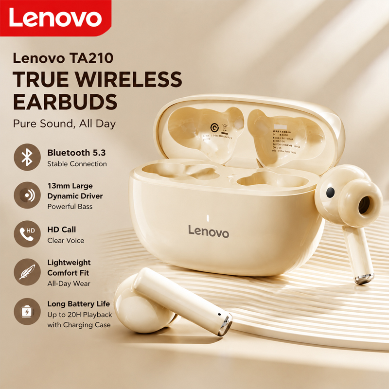 Lenovo TA210 Bluetooth Wireles - Type C Wired Earphones With Mic ulasan dan harga