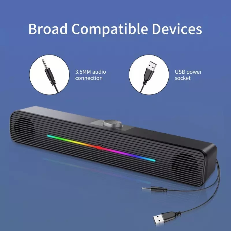 E-1407 Wholesale RGB Lights Wi - Rgb Computer Soundbar For Pc ulasan dan harga