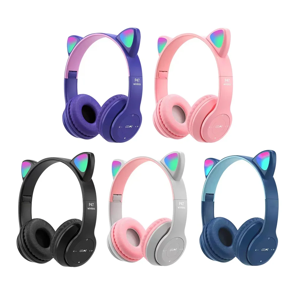Cute Cat Ear Bluetooth Compati - Cat Ear Bluetooth Headset Led ulasan dan harga