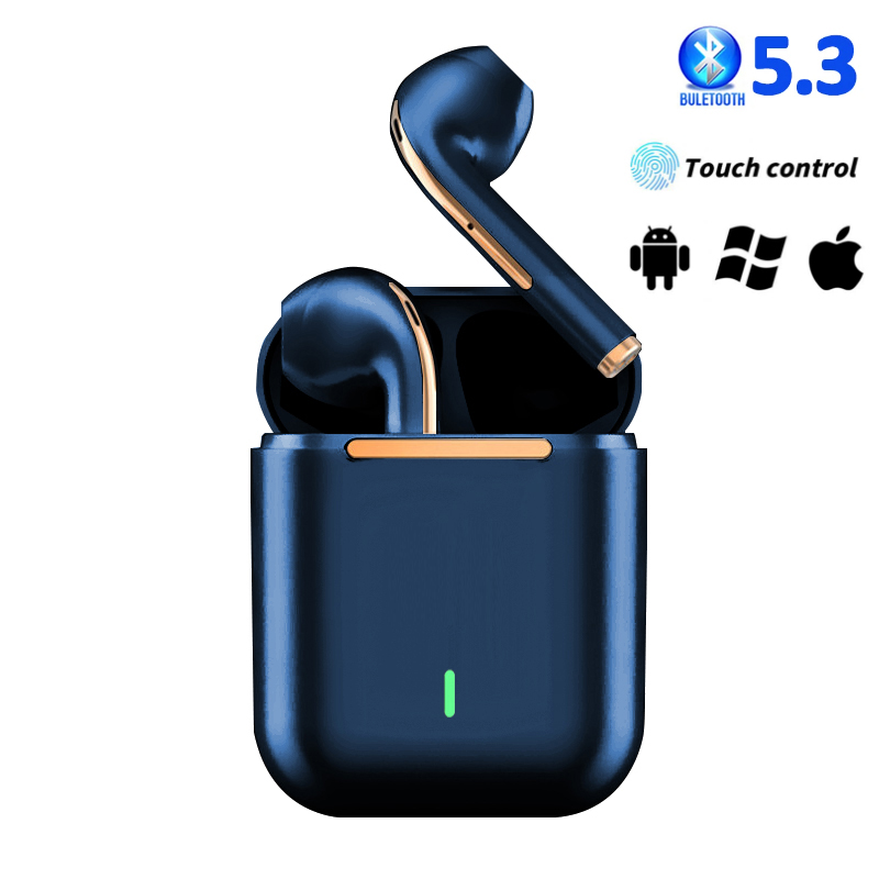 TWS Wireless Earbuds, 5.3 Blue - Type C Wired Earphones With Mic ulasan dan harga