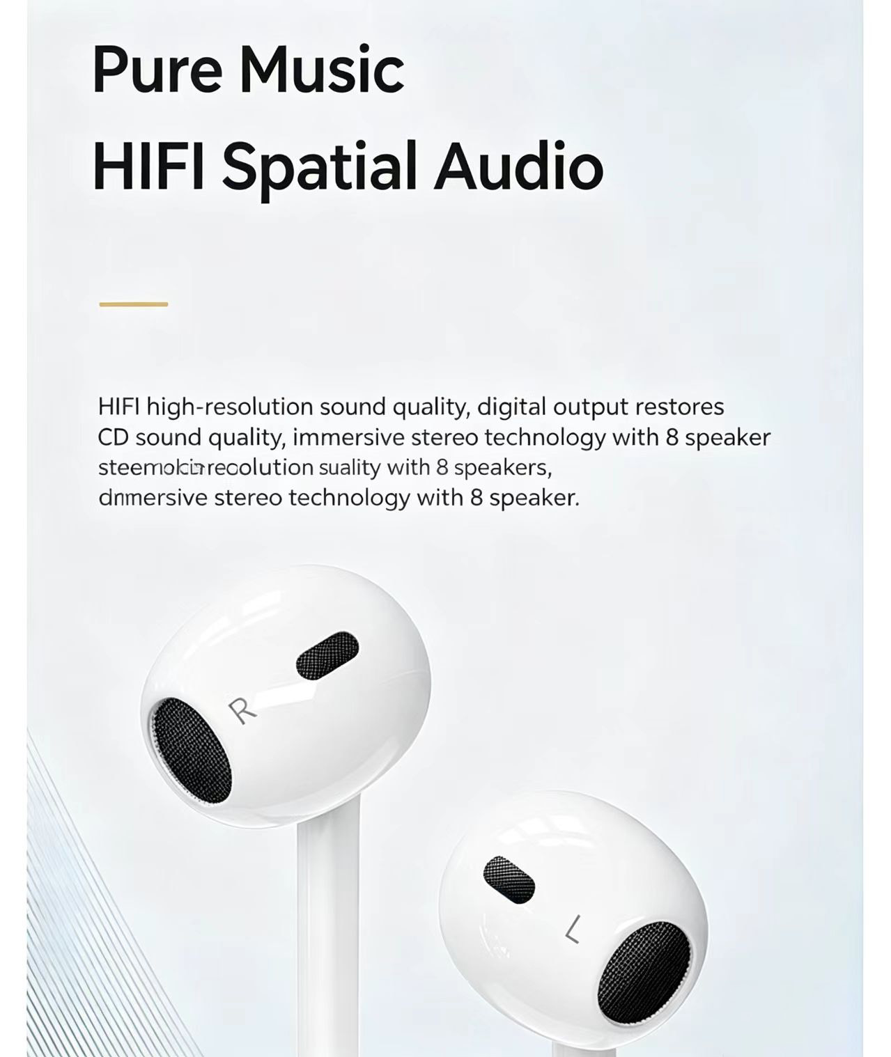 Wired Half‑In‑Ear Headphone Ty - Type C Wired Earphones With Mic ulasan dan harga