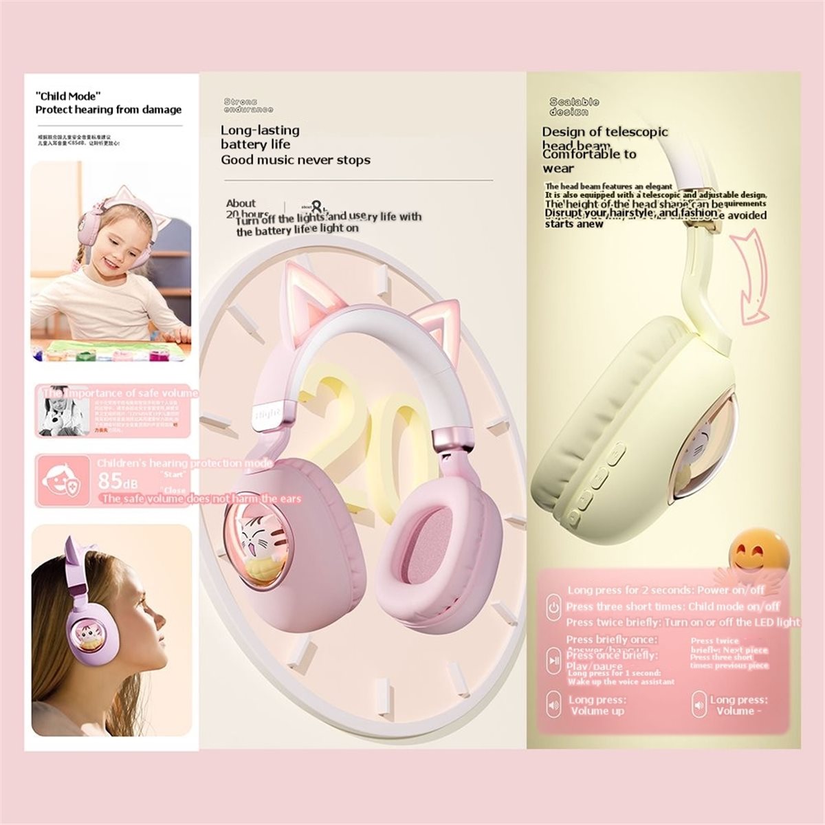[VALUE PACK]Cute Cat Ear Bluet - Cat Ear Bluetooth Headset Led ulasan dan harga