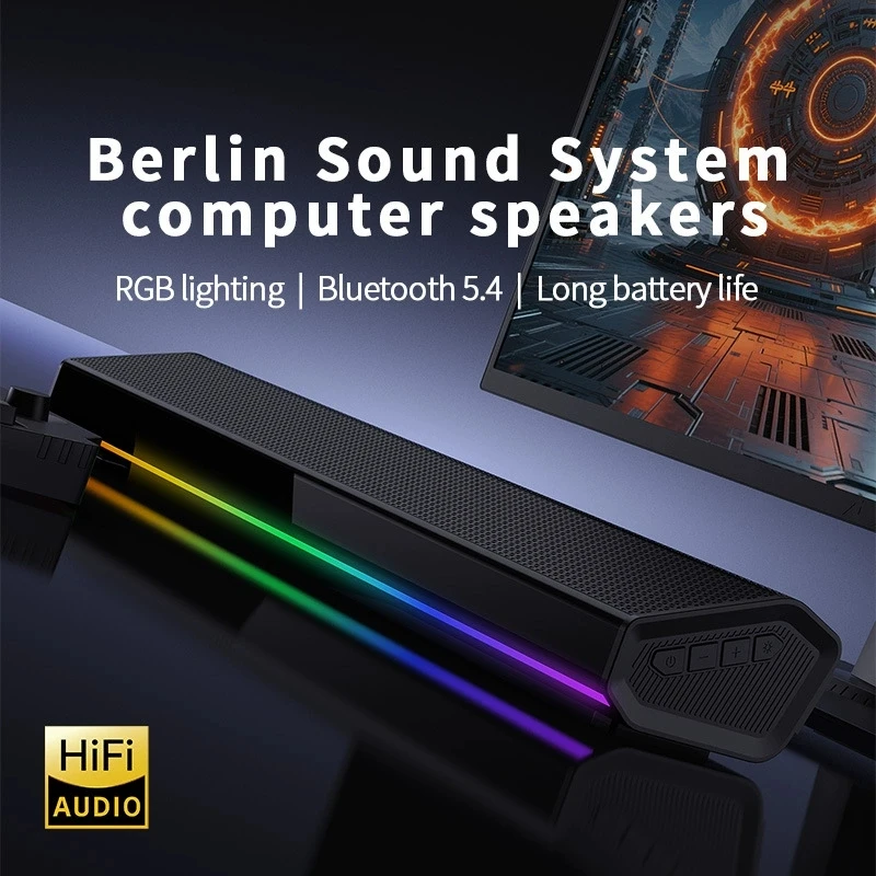 Bluetooth 5.4 Speaker RGB Ligh - Rgb Computer Soundbar For Pc ulasan dan harga