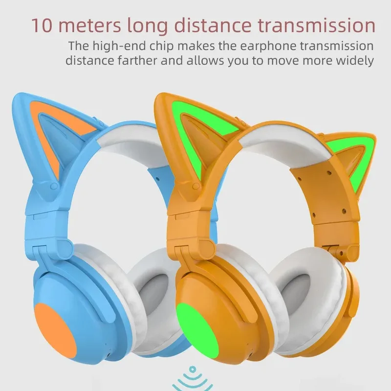 New ZW068 Bluetooth5.0 Headpho - Cat Ear Bluetooth Headset Led ulasan dan harga