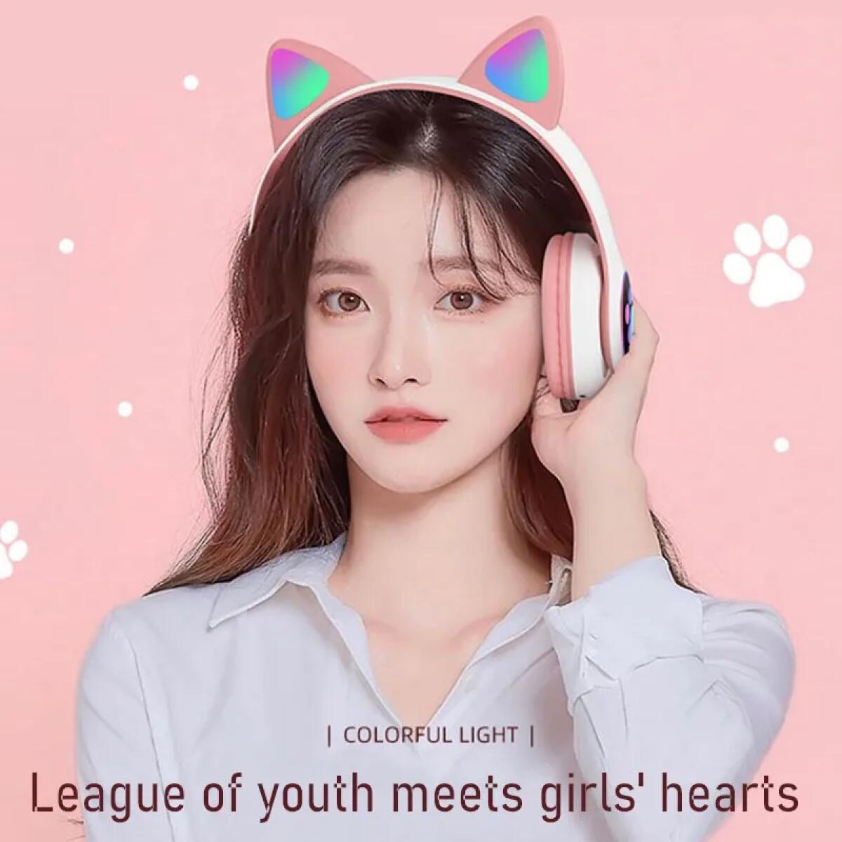 Cute Cat Ears Headphones Bluet - Cat Ear Bluetooth Headset Led ulasan dan harga