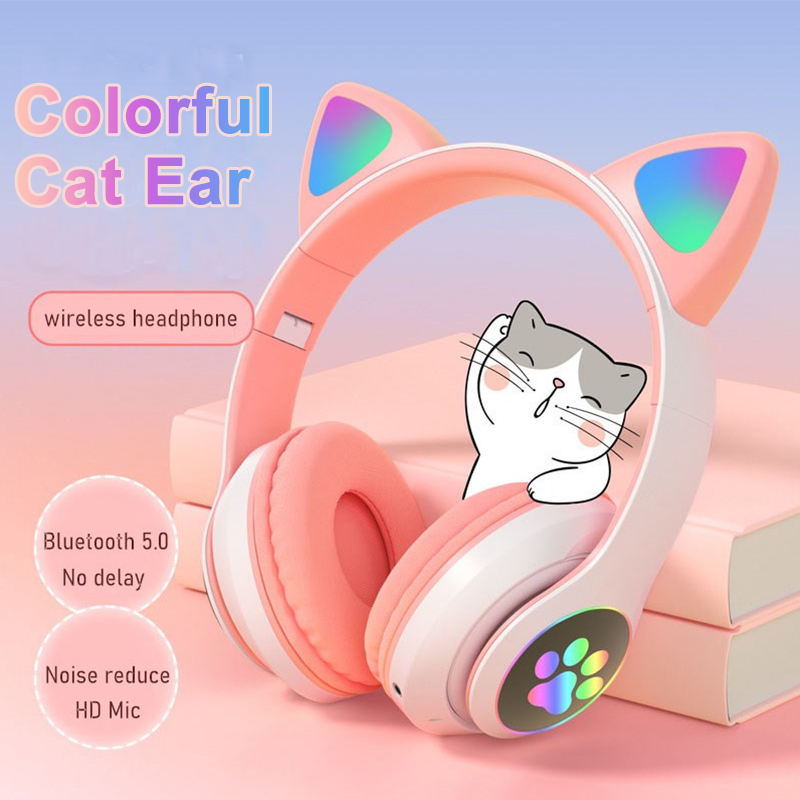 Cute Cat Ears Headphones Bluet - Cat Ear Bluetooth Headset Led ulasan dan harga