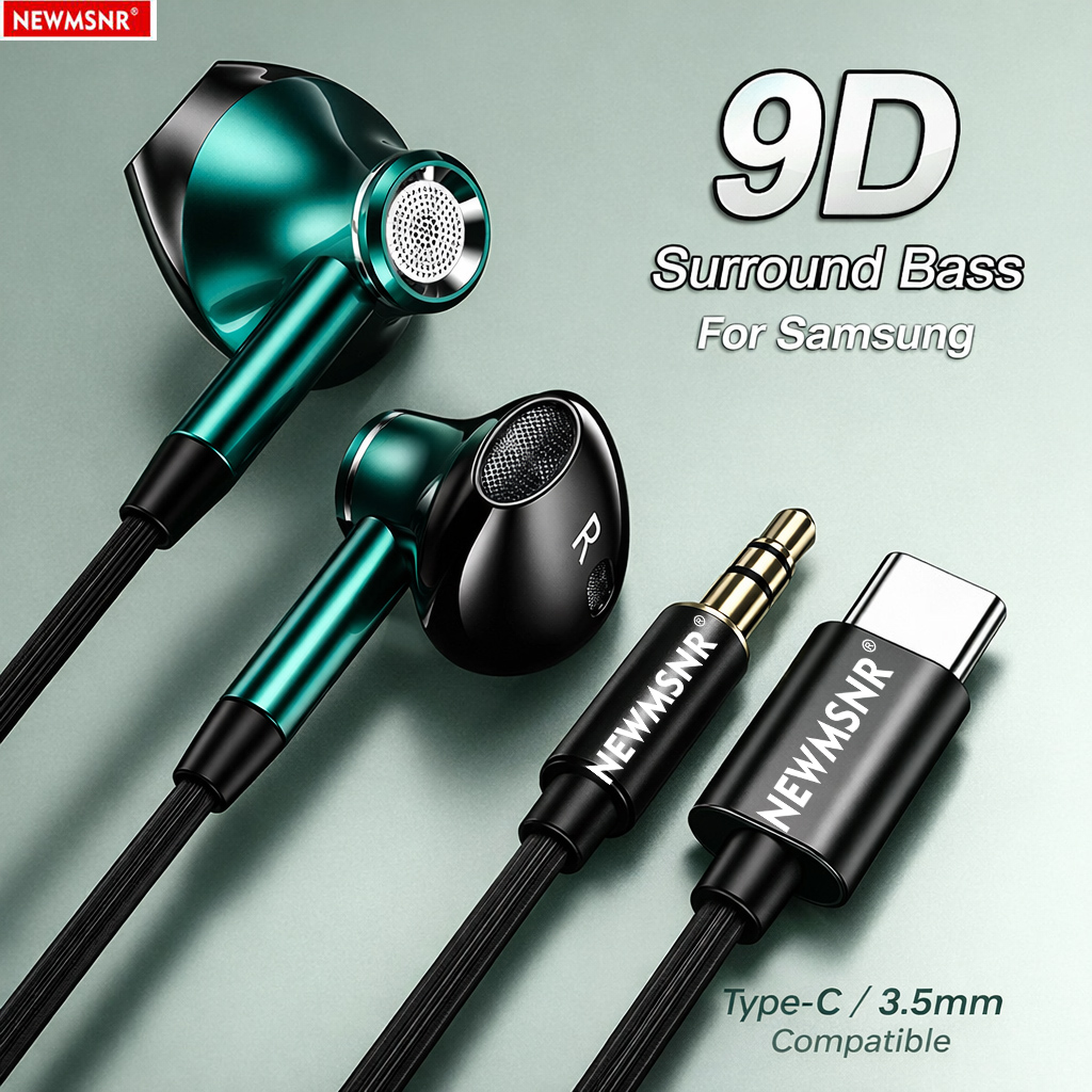 9D Surround Bass Type C&3.5mm  - Type C Wired Earphones With Mic ulasan dan harga