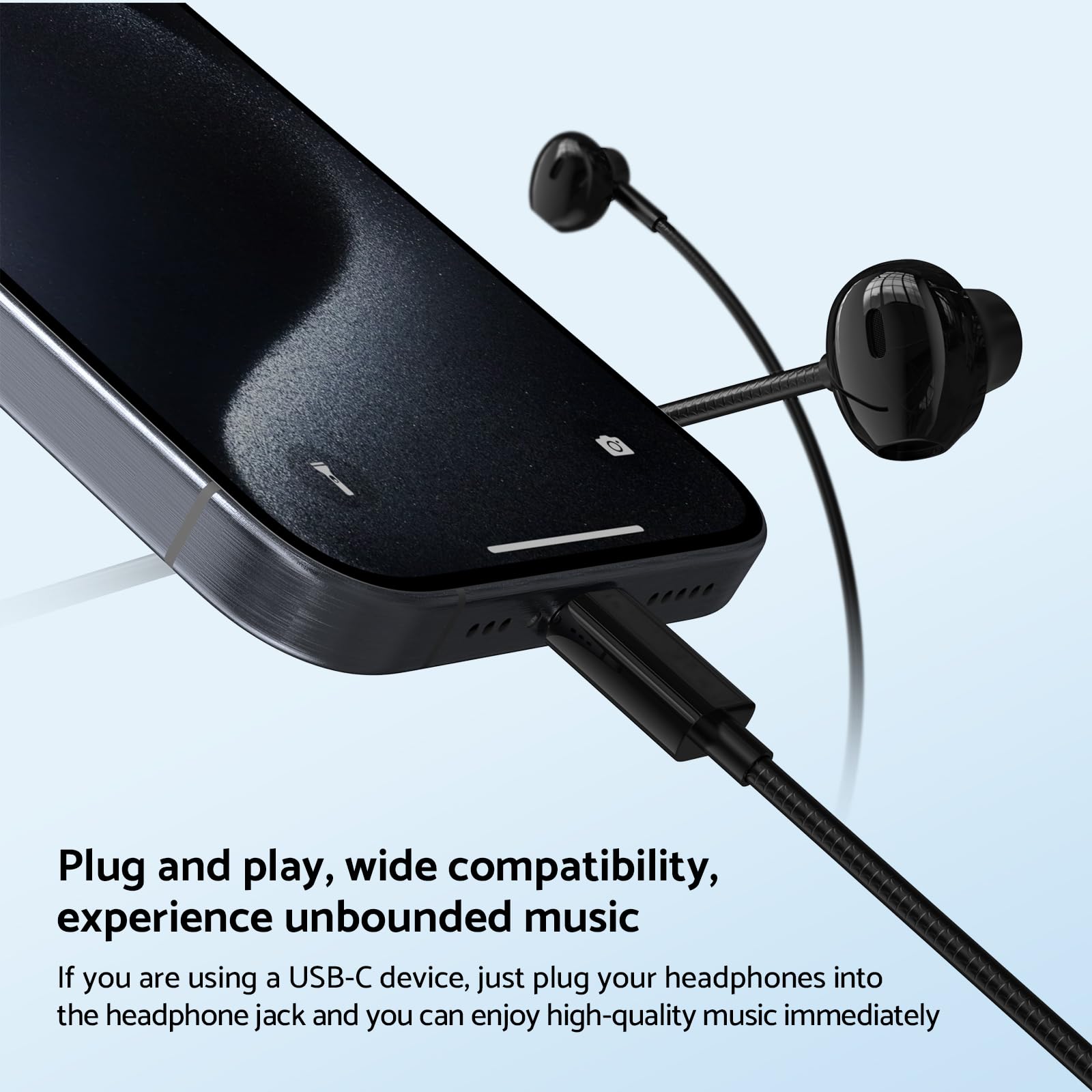 Type C 3.5mm HIFI Stereo Wired - Type C Wired Earphones With Mic ulasan dan harga