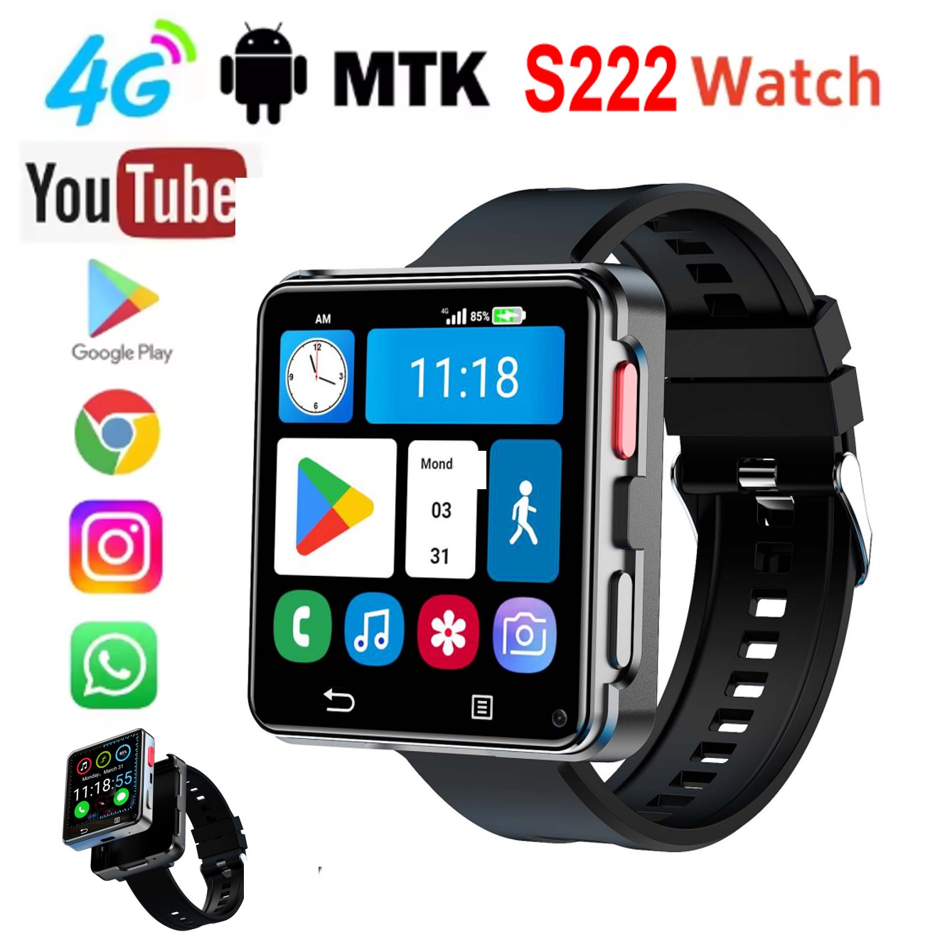 S222 Smart Watch 4G SI-M Card  - Smartwatches ulasan dan harga