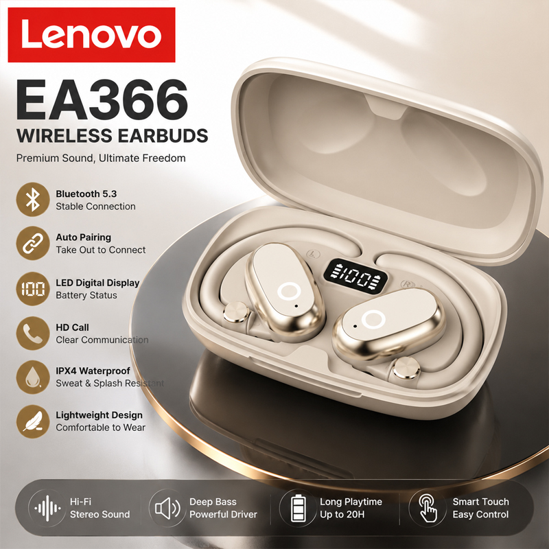 Lenovo EA366 Bluetooth Wireles - Anc Wireless Over Ear Headphones ulasan dan harga