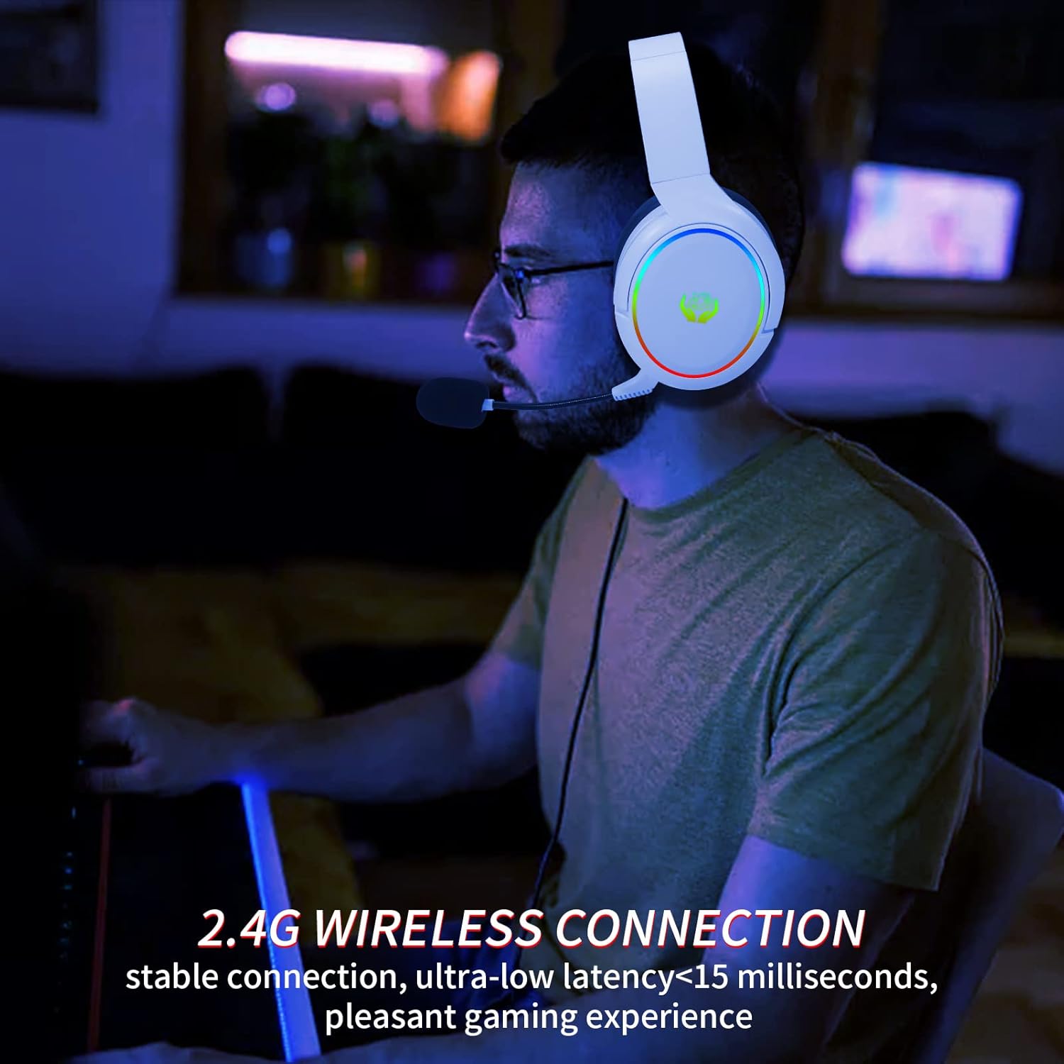 HUO JI 2.4G/Bluetooth Wireless - Gaming Headset With Mic Rgb ulasan dan harga