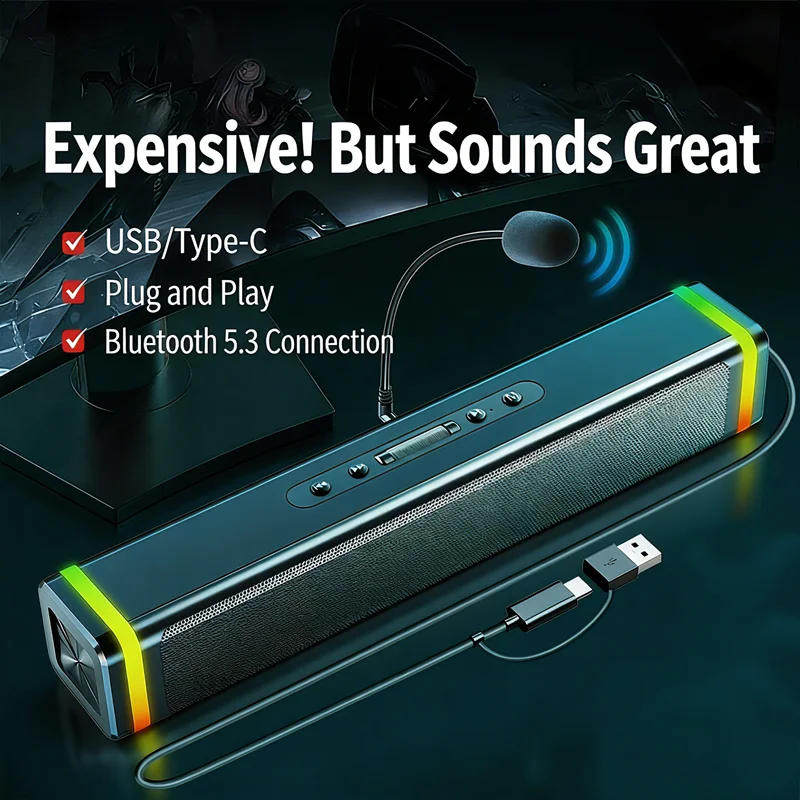 SADA Computer Speakers,with St - Rgb Computer Soundbar For Pc ulasan dan harga
