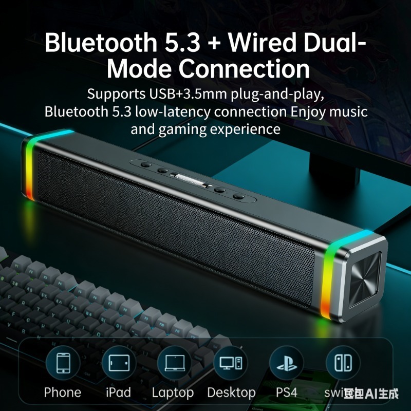 SADA Computer Speakers,with St - Rgb Computer Soundbar For Pc ulasan dan harga