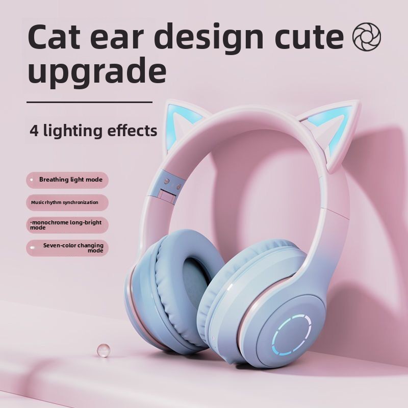 New Best Selling RGB Head-moun - Cat Ear Bluetooth Headset Led ulasan dan harga