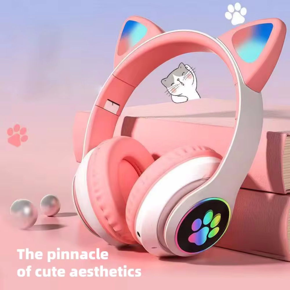 Cute Cat Ear Wireless Headset  - Cat Ear Bluetooth Headset Led ulasan dan harga