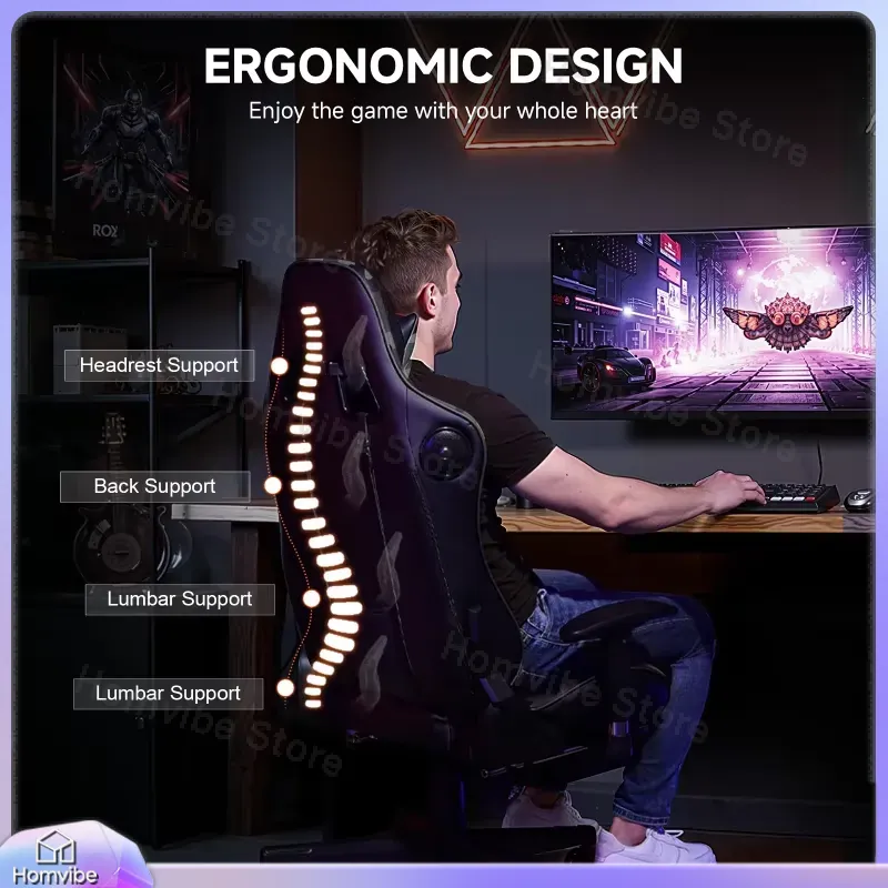 Ergonomic Gaming Chair with Bl - Speakers ulasan dan harga