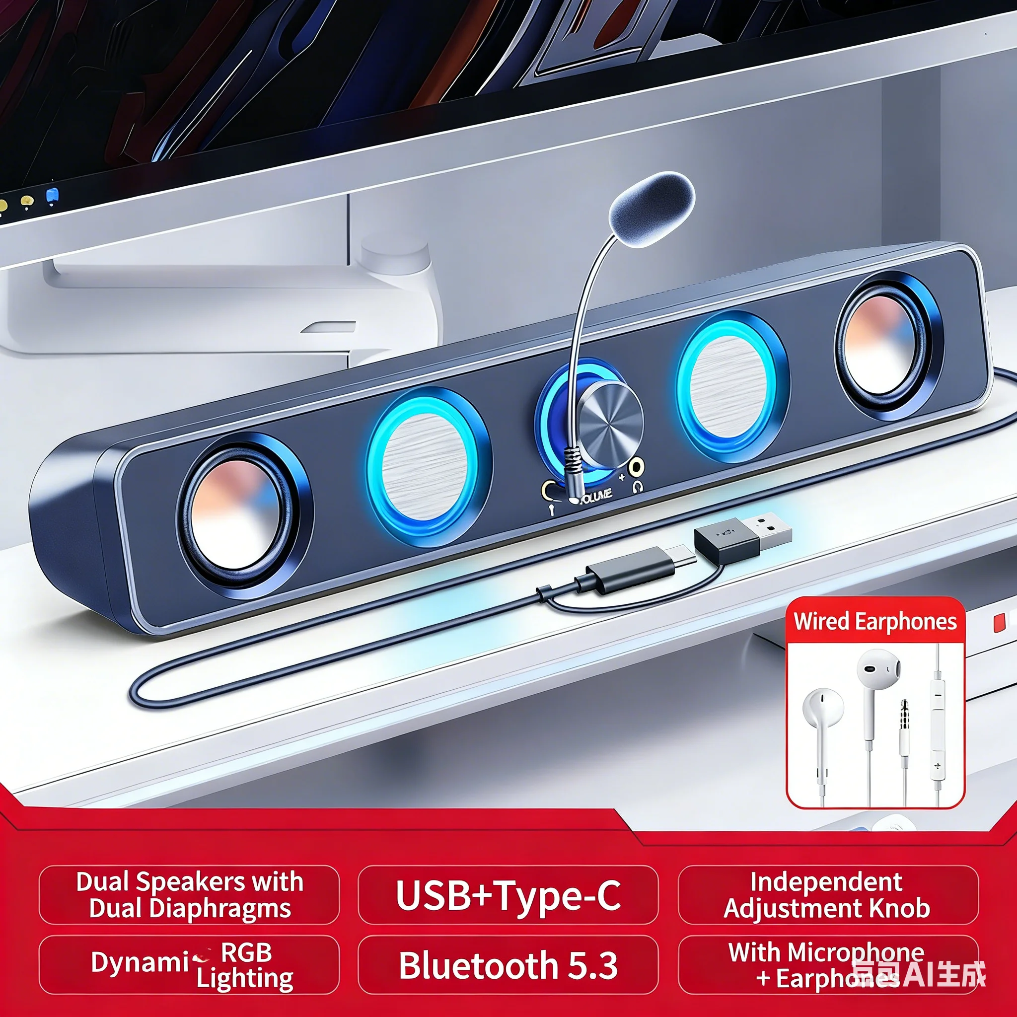 Home Theater Speakers System S - Rgb Computer Soundbar For Pc ulasan dan harga
