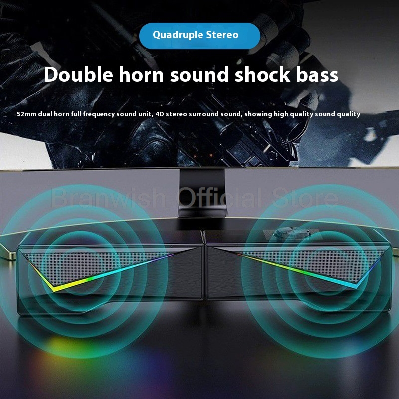 RGB Gaming Soundbar With Detac - Rgb Computer Soundbar For Pc ulasan dan harga