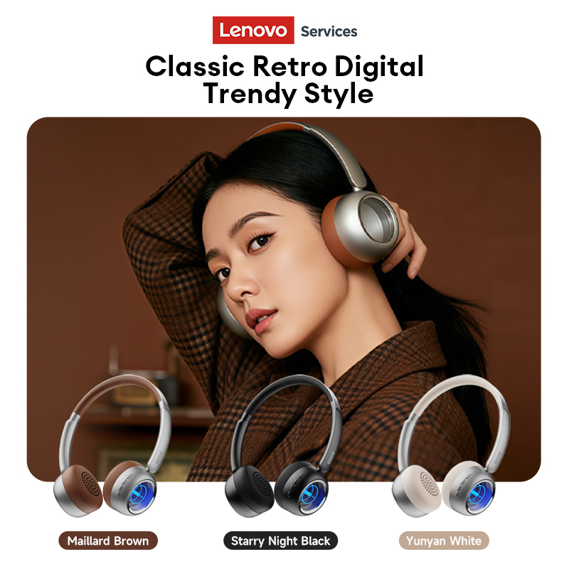 Lenovo LS101 Retro Maillard Bl - Anc Wireless Over Ear Headphones ulasan dan harga