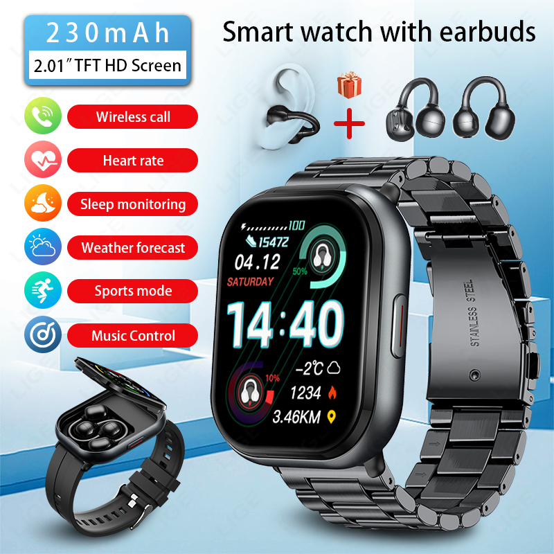 LIGE TWS Smart Watch Men 2.01' - Tws Earbuds Bluetooth 5.3 ulasan dan harga