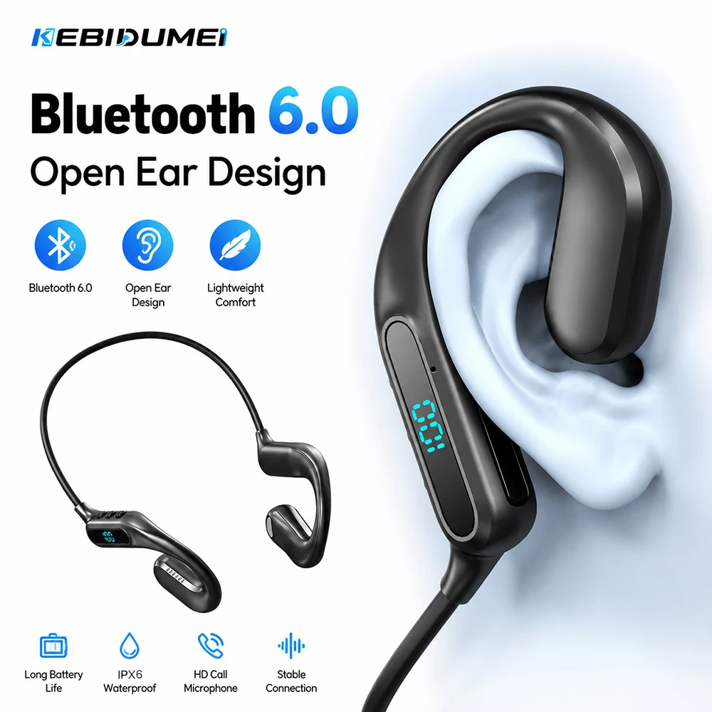 KEBIDUMEI Bluetooth 6.0 Air Co - Open Ear Air Conduction Headphones ulasan dan harga