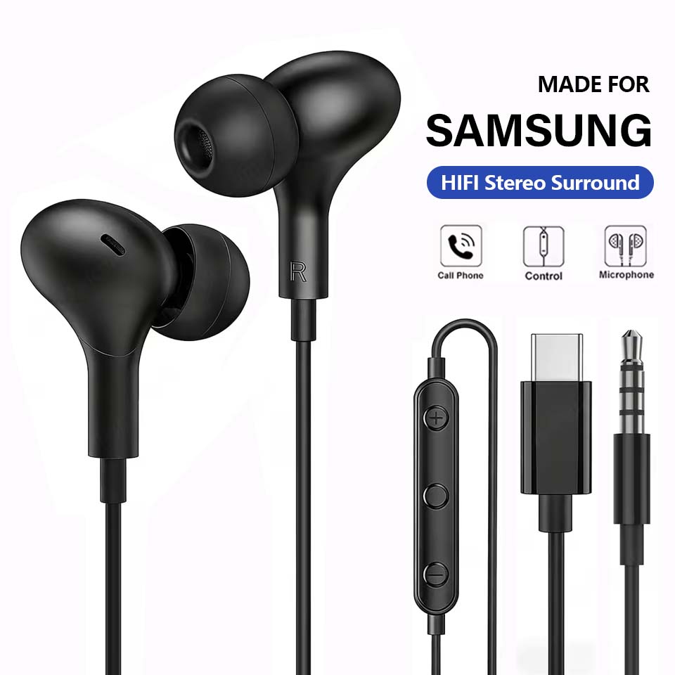 USB C Headphone for Samsung Ga - Type C Wired Earphones With Mic ulasan dan harga